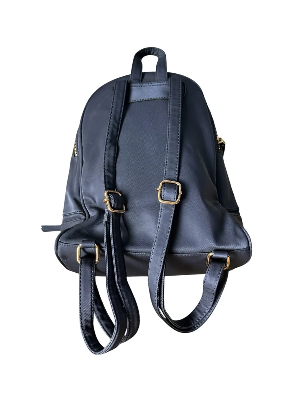 Unbranded Navy MK Logo Backpack with Gold-Tone Accents